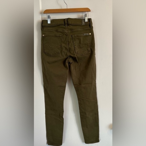 7 For All Mankind Gwenevere Women's Size 25 Olive Green Denim Ankle Skinny Jeans - Picture 3 of 7